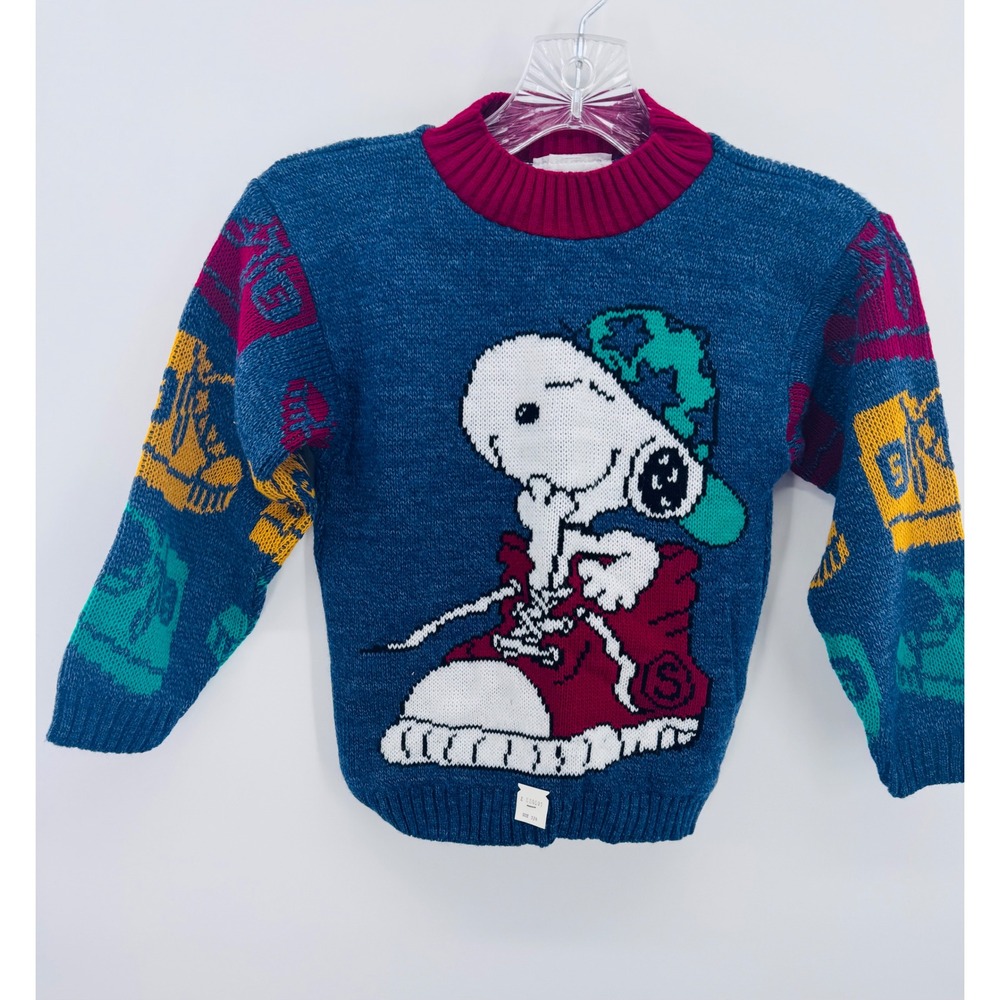 Hot‎ Cashews Snoopy Peanuts Sweater Kids Size 5/6 Vintage 90s Graphic Knit New